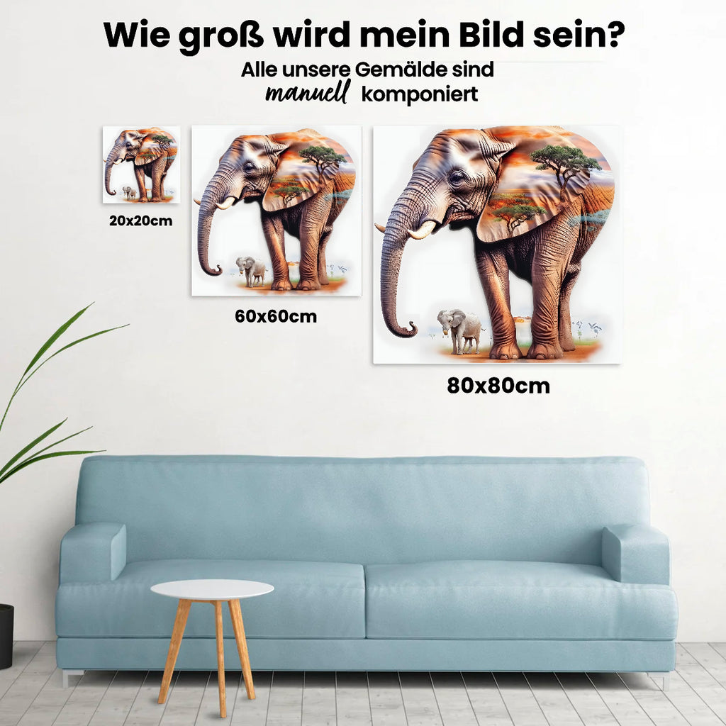 Elefanten Afrika Traumwelt - Malen nach Zahlen