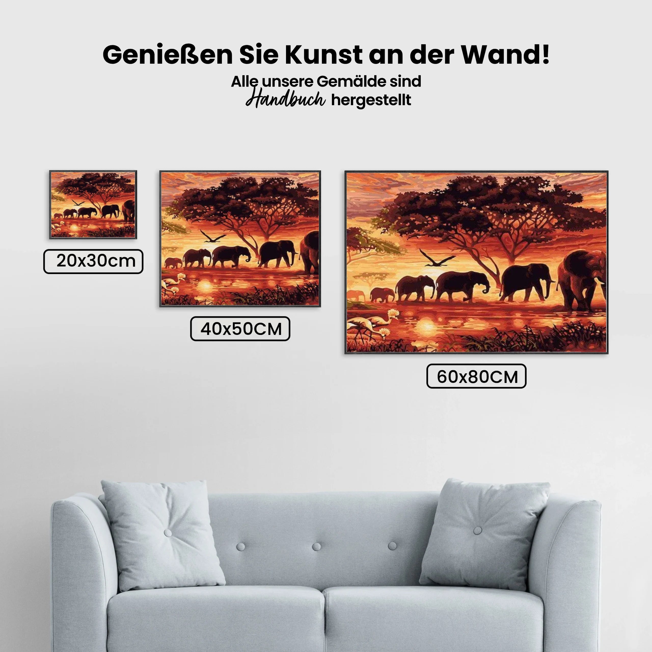 Elefantenherde - Malen nach Zahlen