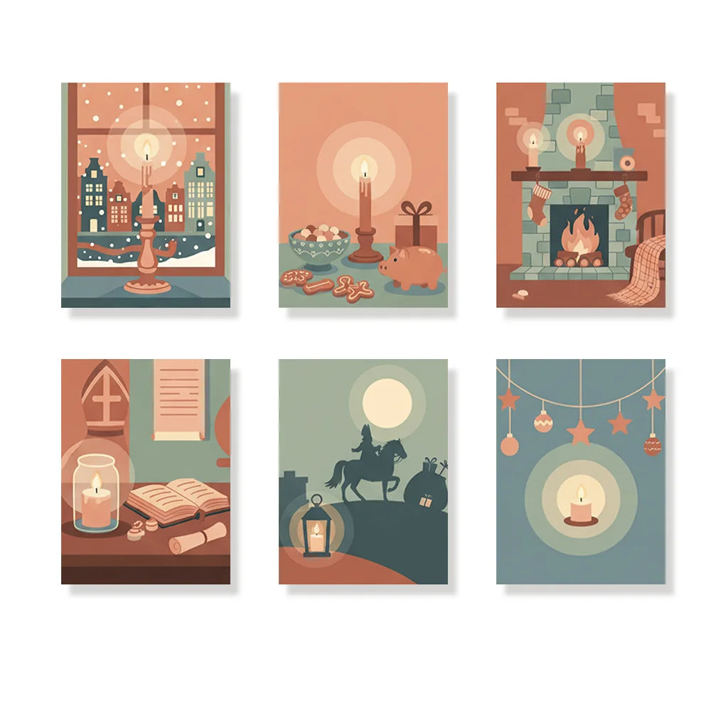 Malen nach Zahlen - 6 Mini-Gemälde | Festliche Kerze