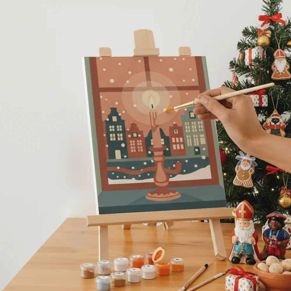 Malen nach Zahlen - 6 Mini-Gemälde | Festliche Kerze