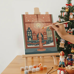 Malen nach Zahlen - 6 Mini-Gemälde | Festliche Kerze