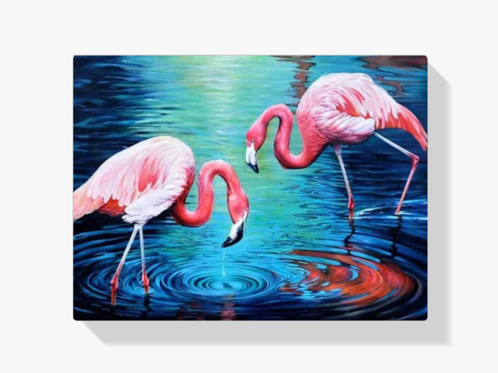 Flamingos im Wasser - Malen nach Zahlen