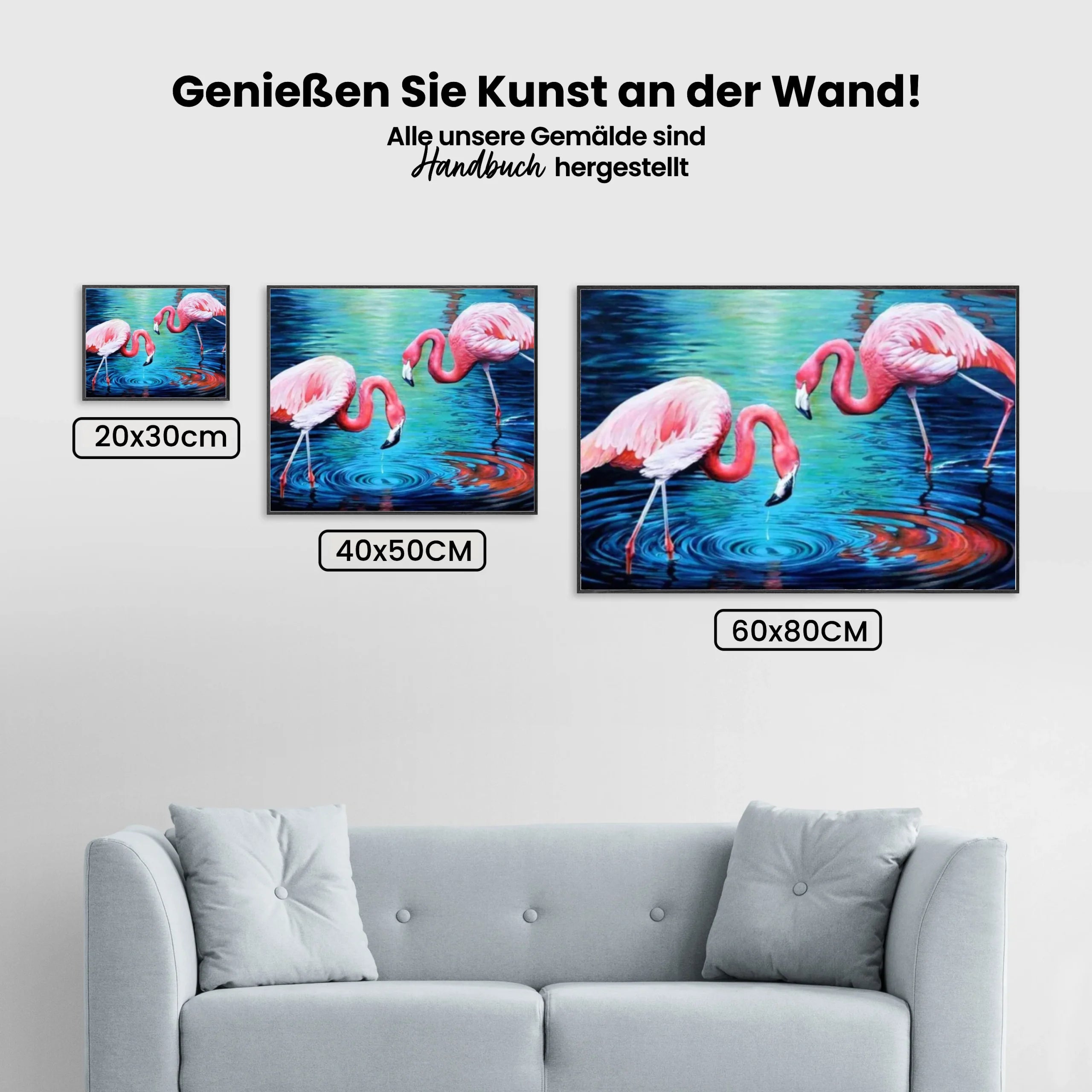 Flamingos im Wasser - Malen nach Zahlen