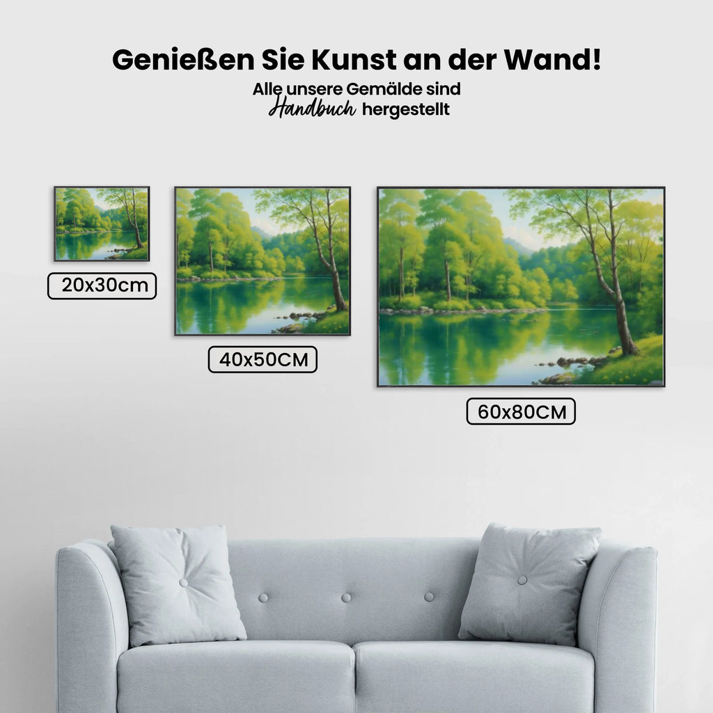 Fluss Grüner Wald - Malen nach Zahlen