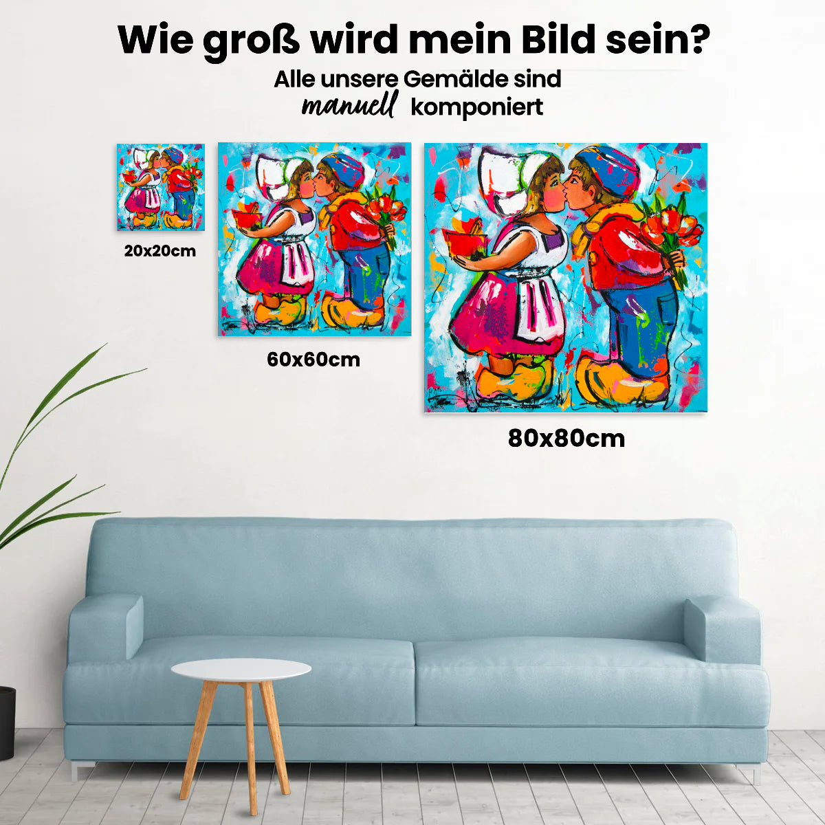 Fröhliche Malerei - Küssendes Paar - Malen nach Zahlen
