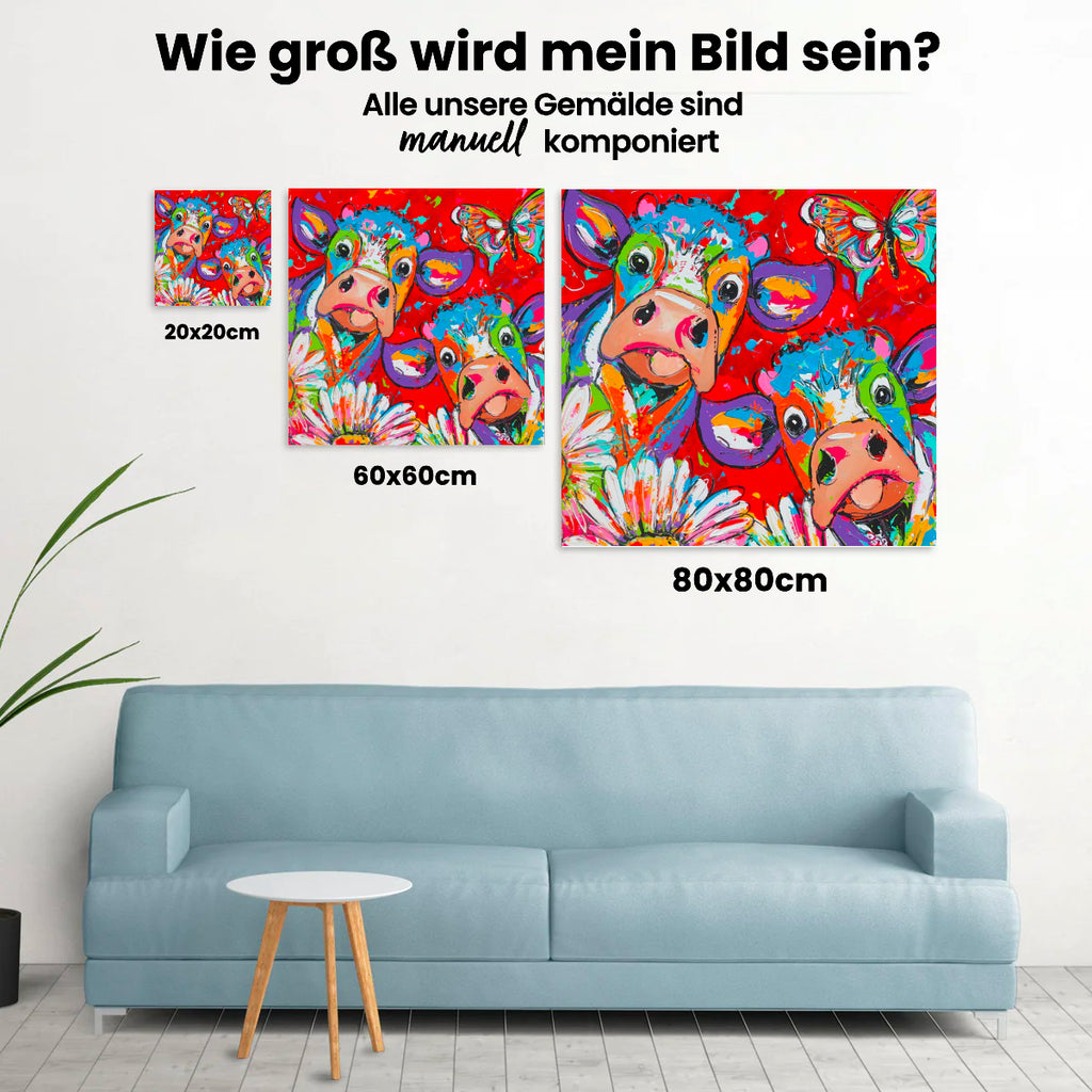 Fröhliche Malerei - Rote Kühe - Malen nach Zahlen