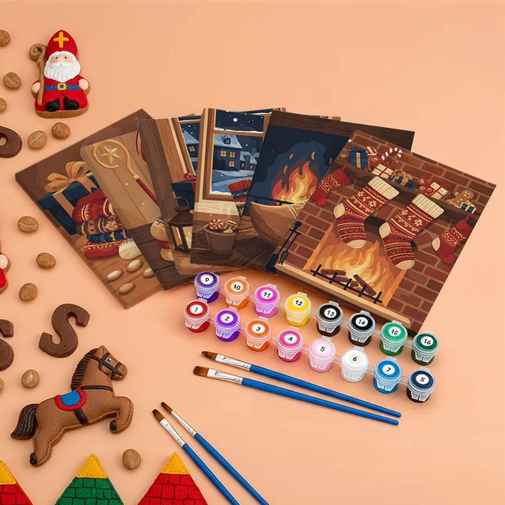 Malen nach Zahlen - 6 Mini-Gemälde | Gemütliche Socken