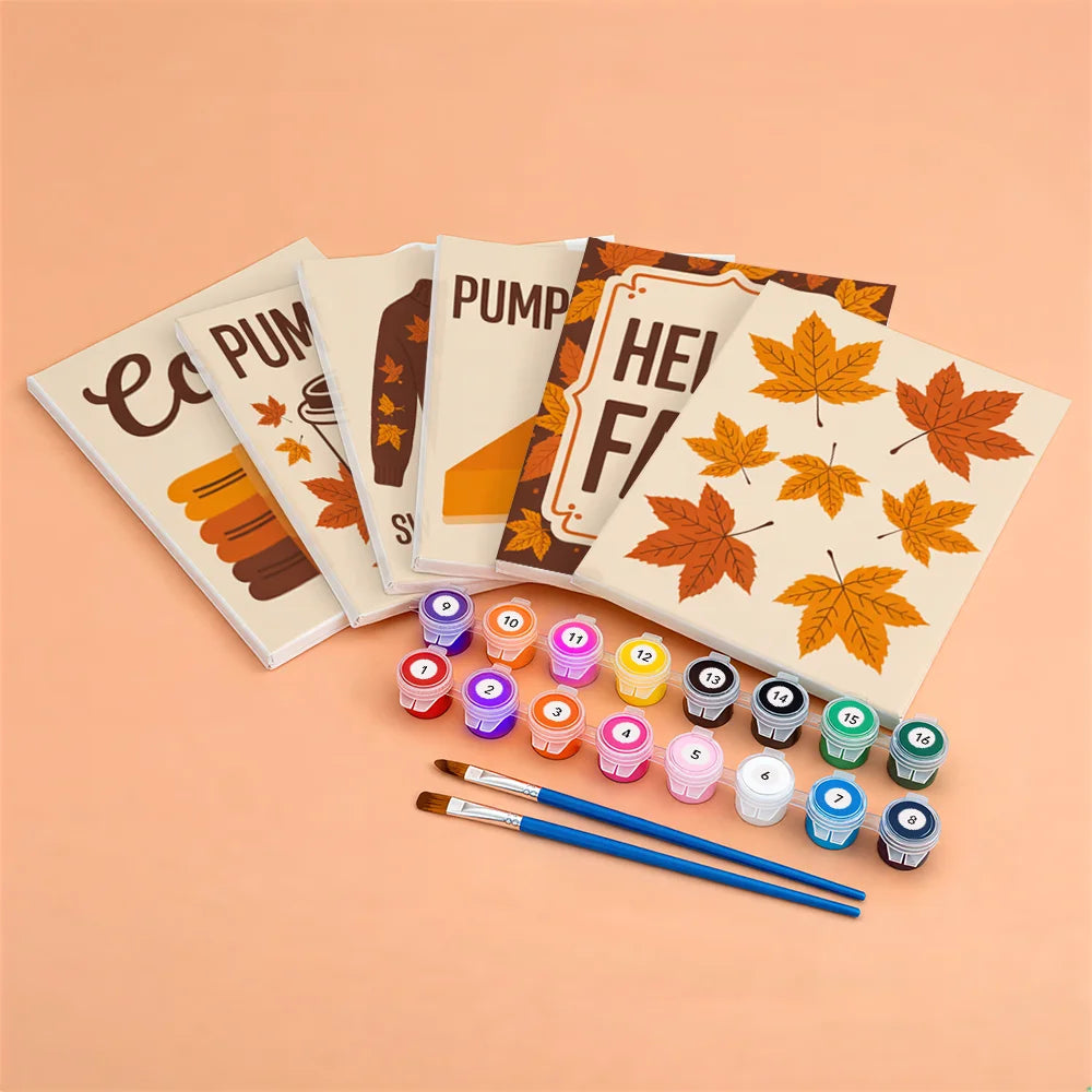Malen nach Zahlen - 6 Mini-Gemälde | Gemütliche Herbst-Essentials