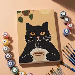 Malen nach Zahlen - 3 Mini-Gemälde | Gemütliches Katzencafé