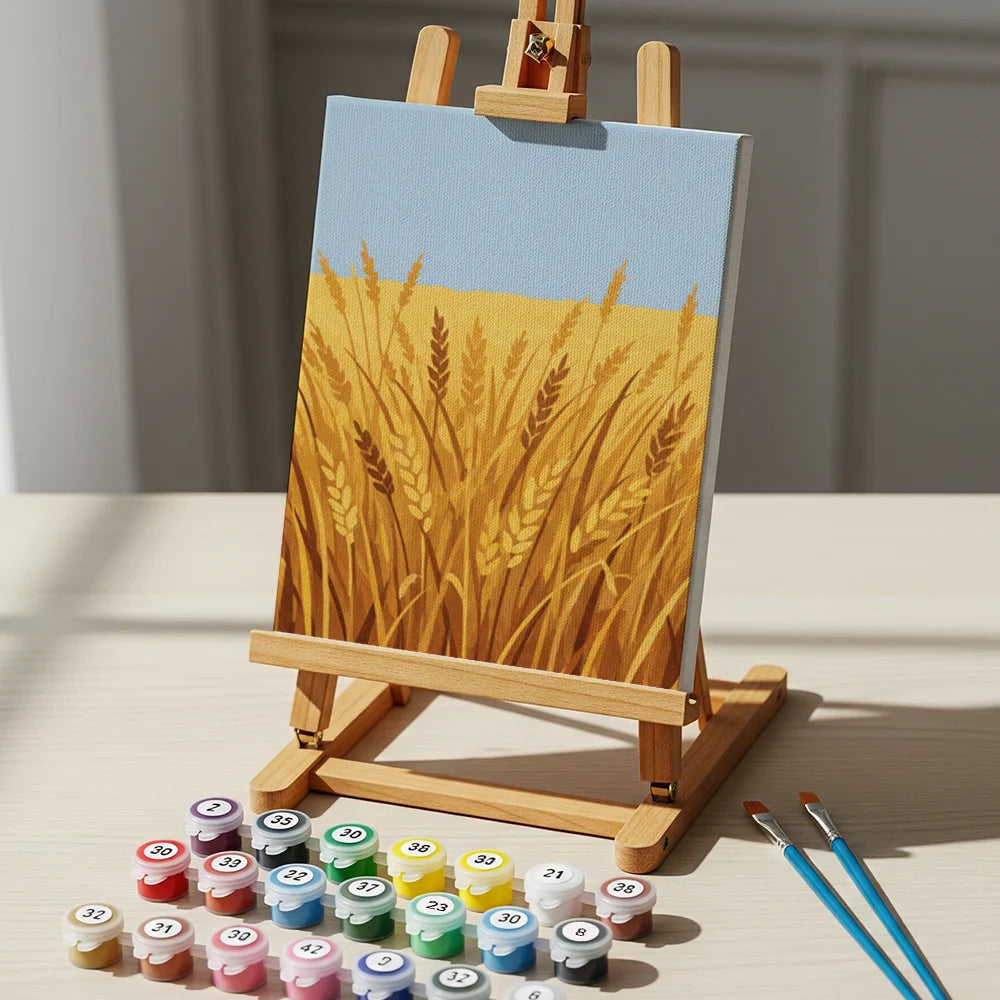 Malen nach Zahlen - 6 Mini-Gemälde | Goldene Erntefelder