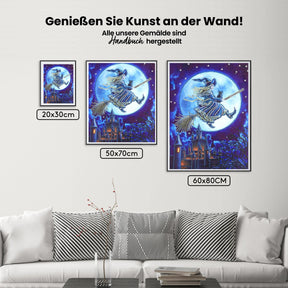 Hexe im Mondlicht Speziell - Malen nach Zahlen