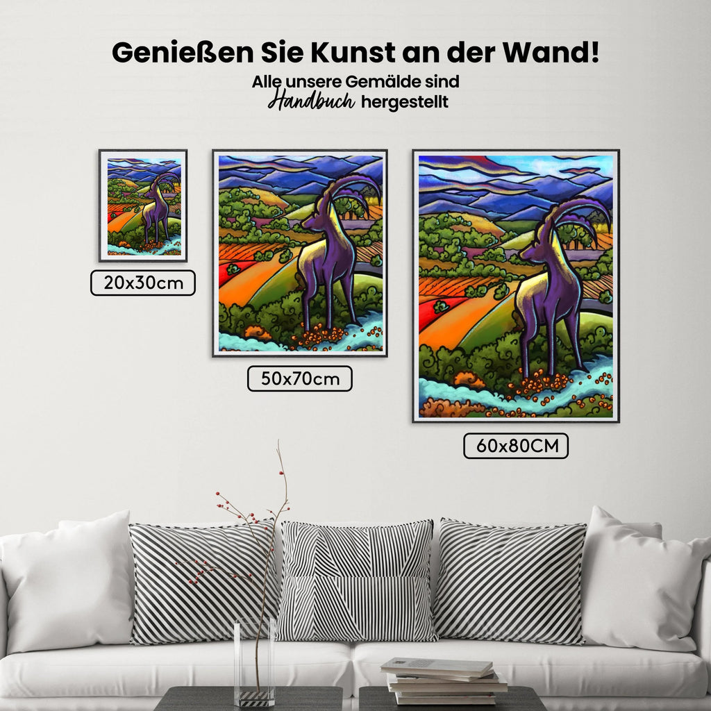 Hirsche in den Hügeln | Exklusives Design - Malen nach Zahlen