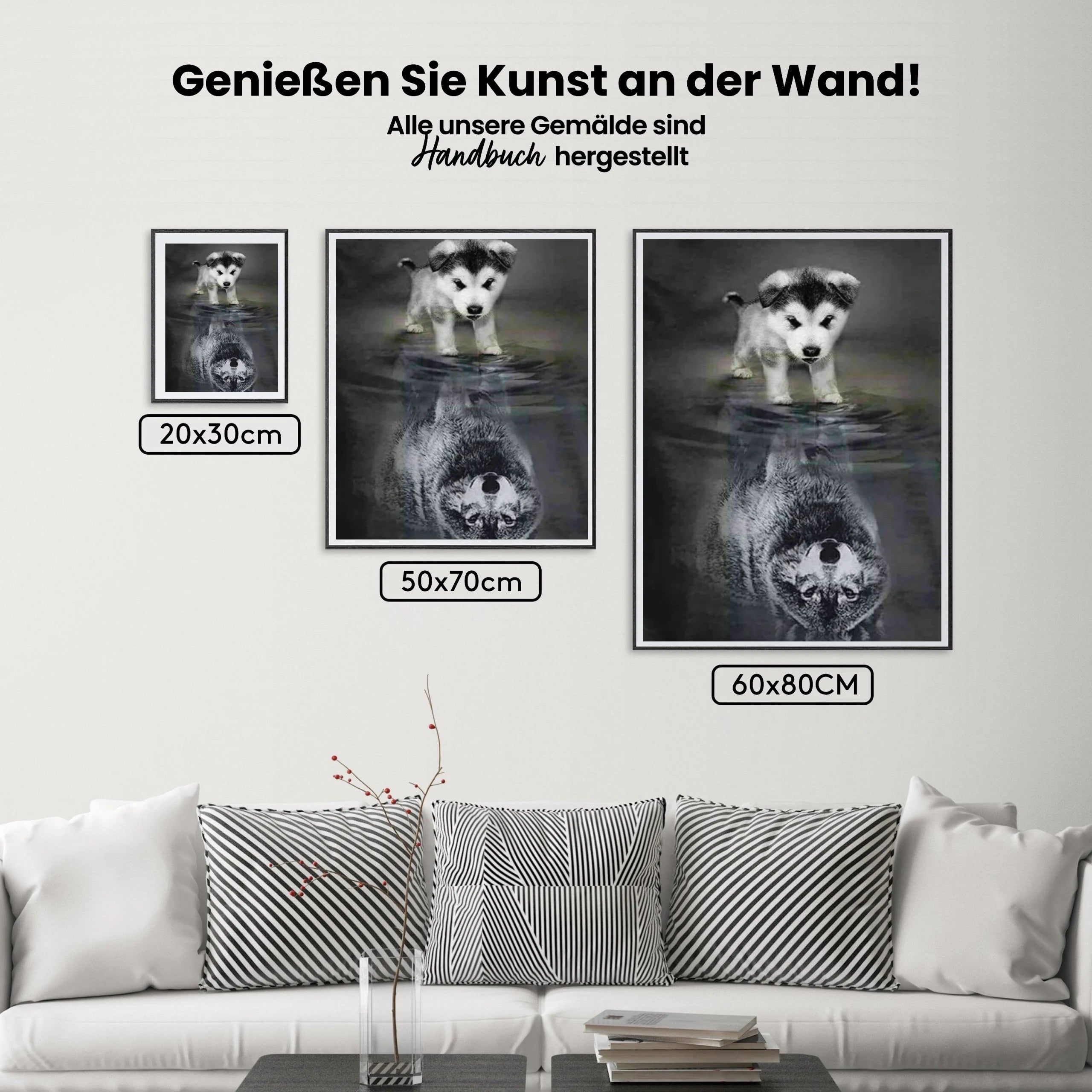 Hunde Wolf Spiegelung - Malen nach Zahlen