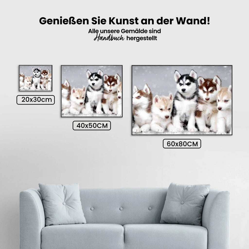 Husky Welpen - Malen nach Zahlen