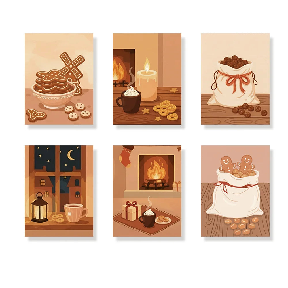 Malen nach Zahlen - 6 Mini-Gemälde | Kakao & Kekse