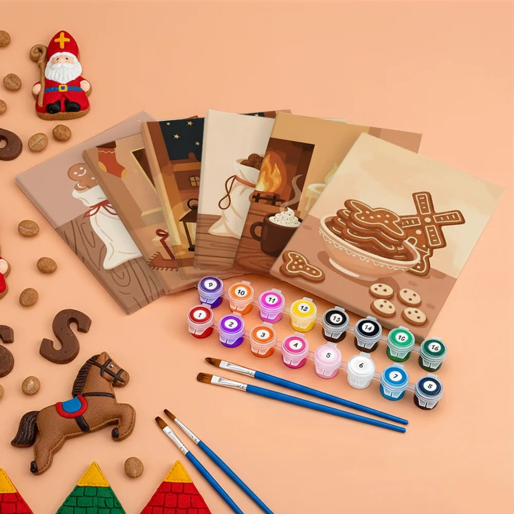 Malen nach Zahlen - 6 Mini-Gemälde | Kakao & Kekse