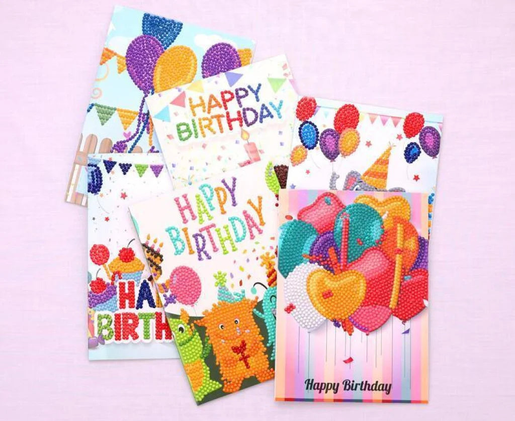 Karten - Happy Birthday (6 Stück) - Malen nach Zahlen