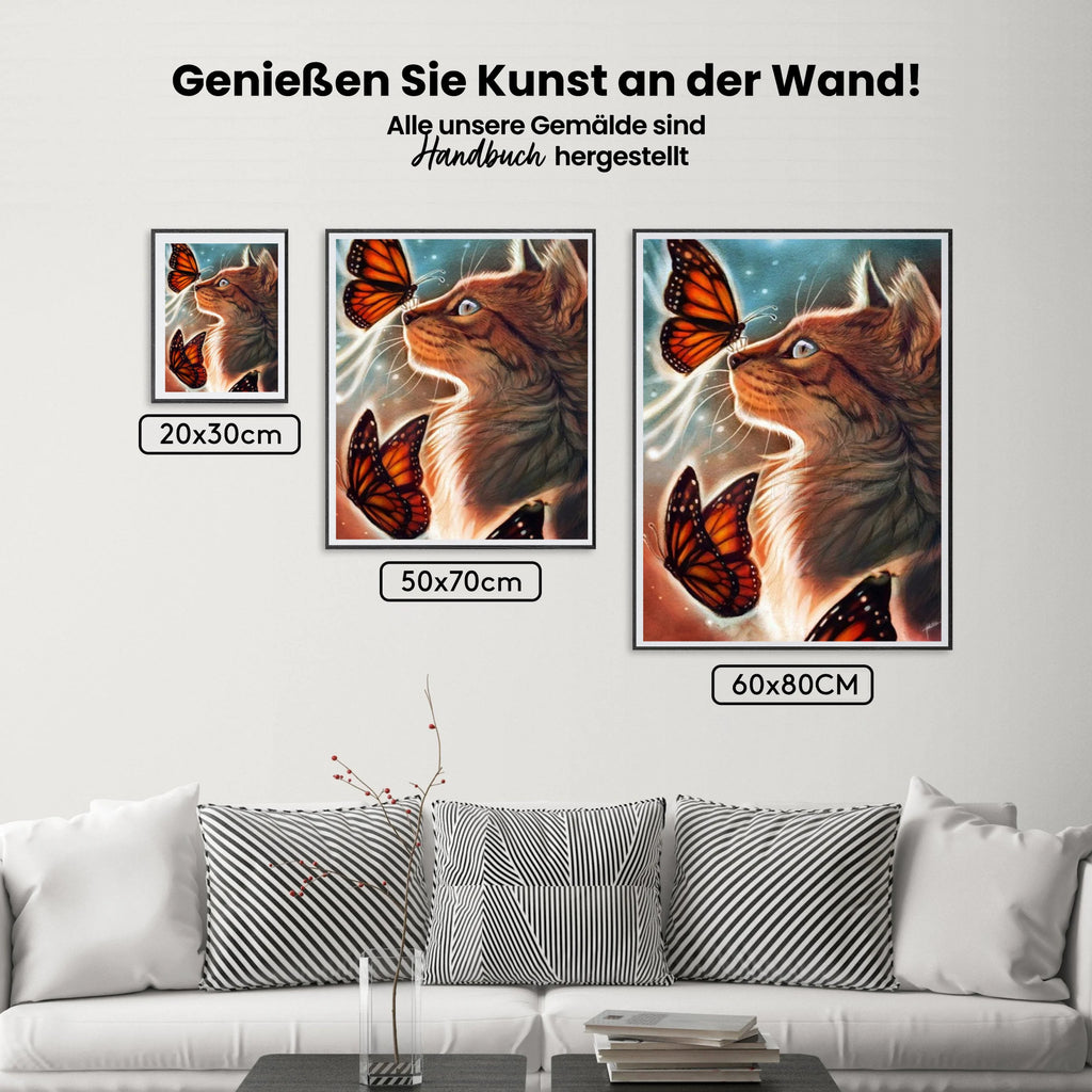Katze - Schmetterling - Malen nach Zahlen