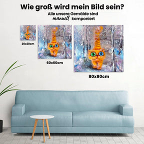 Katze in Bewegung im Schnee - Malen nach Zahlen