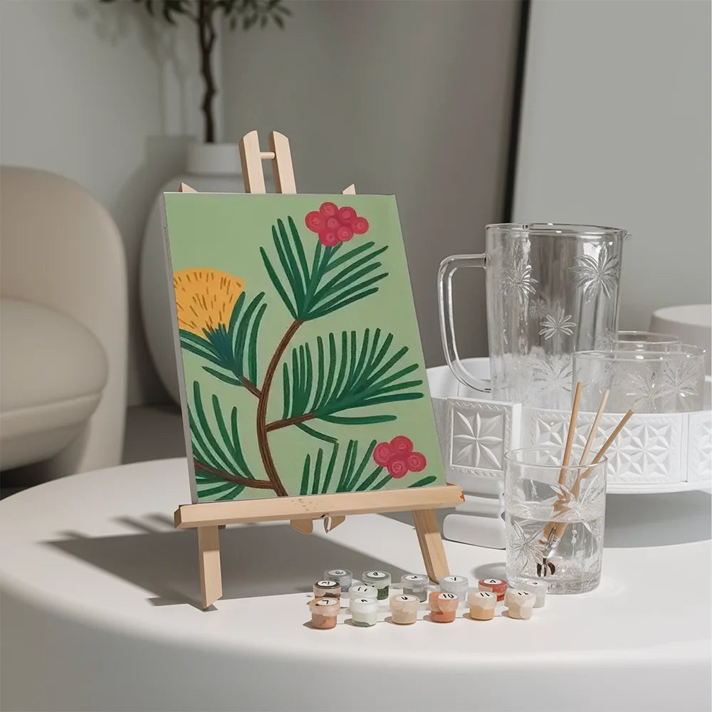 Malen nach Zahlen - 6 Mini-Gemälde | Kieferngewächs