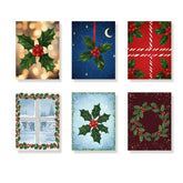 Malen nach Zahlen - 6 Mini-Gemälde | Kleine Stechpalmenblätter und Beeren