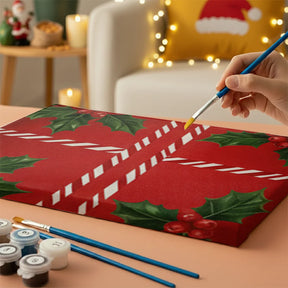 Malen nach Zahlen - 6 Mini-Gemälde | Kleine Stechpalmenblätter und Beeren