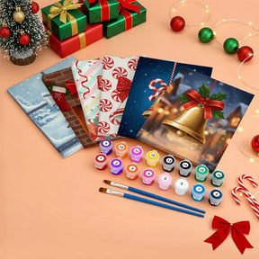 Malen nach Zahlen - 6 Mini-Gemälde | Kleine Weihnachtsglocke