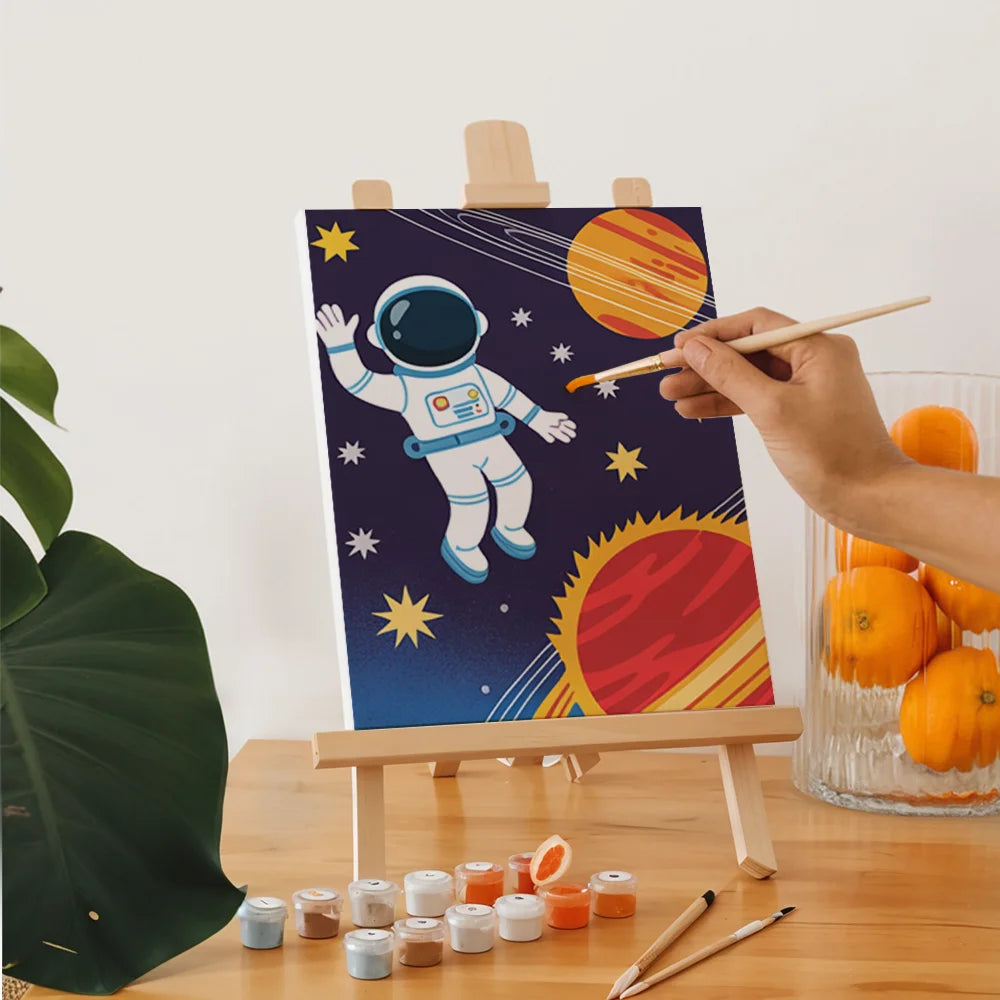 Malen nach Zahlen - 6 Mini-Gemälde | Kleine Astronauten