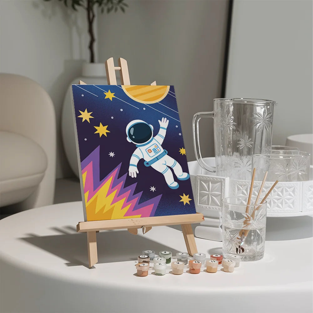 Malen nach Zahlen - 6 Mini-Gemälde | Kleine Astronauten