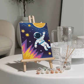 Malen nach Zahlen - 6 Mini-Gemälde | Kleine Astronauten