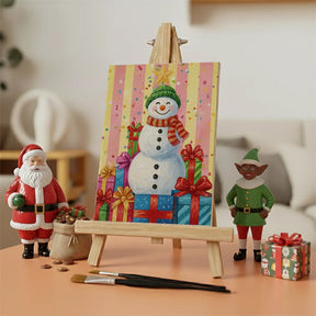 Malen nach Zahlen - 6 Mini-Gemälde | Kleiner Schneemann lächelt