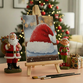 Malen nach Zahlen - 6 Mini-Gemälde | Kleines Weihnachtsmützen-Symbol