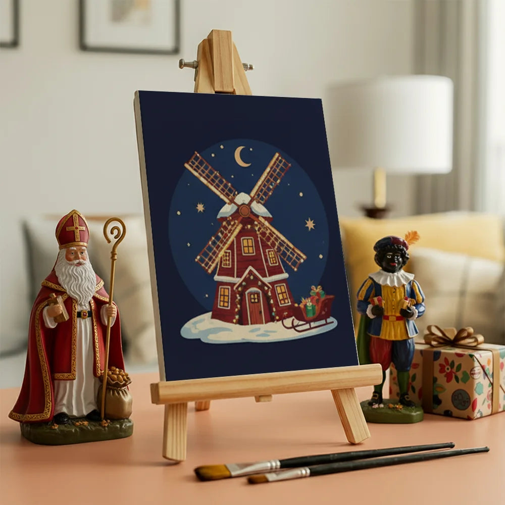 Malen nach Zahlen - 6 Mini-Gemälde | Kleines Haus mit Lichtern