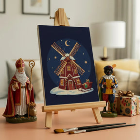 Malen nach Zahlen - 6 Mini-Gemälde | Kleines Haus mit Lichtern