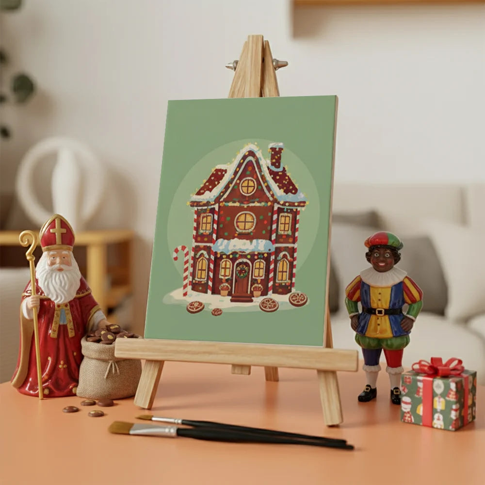 Malen nach Zahlen - 6 Mini-Gemälde | Kleines Haus mit Lichtern