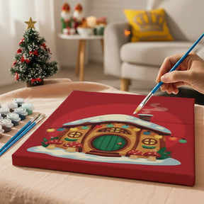 Malen nach Zahlen - 6 Mini-Gemälde | Kleines Haus mit Lichtern