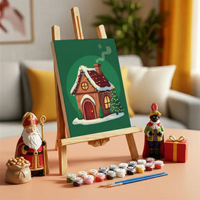 Malen nach Zahlen - 6 Mini-Gemälde | Kleines Haus mit Lichtern