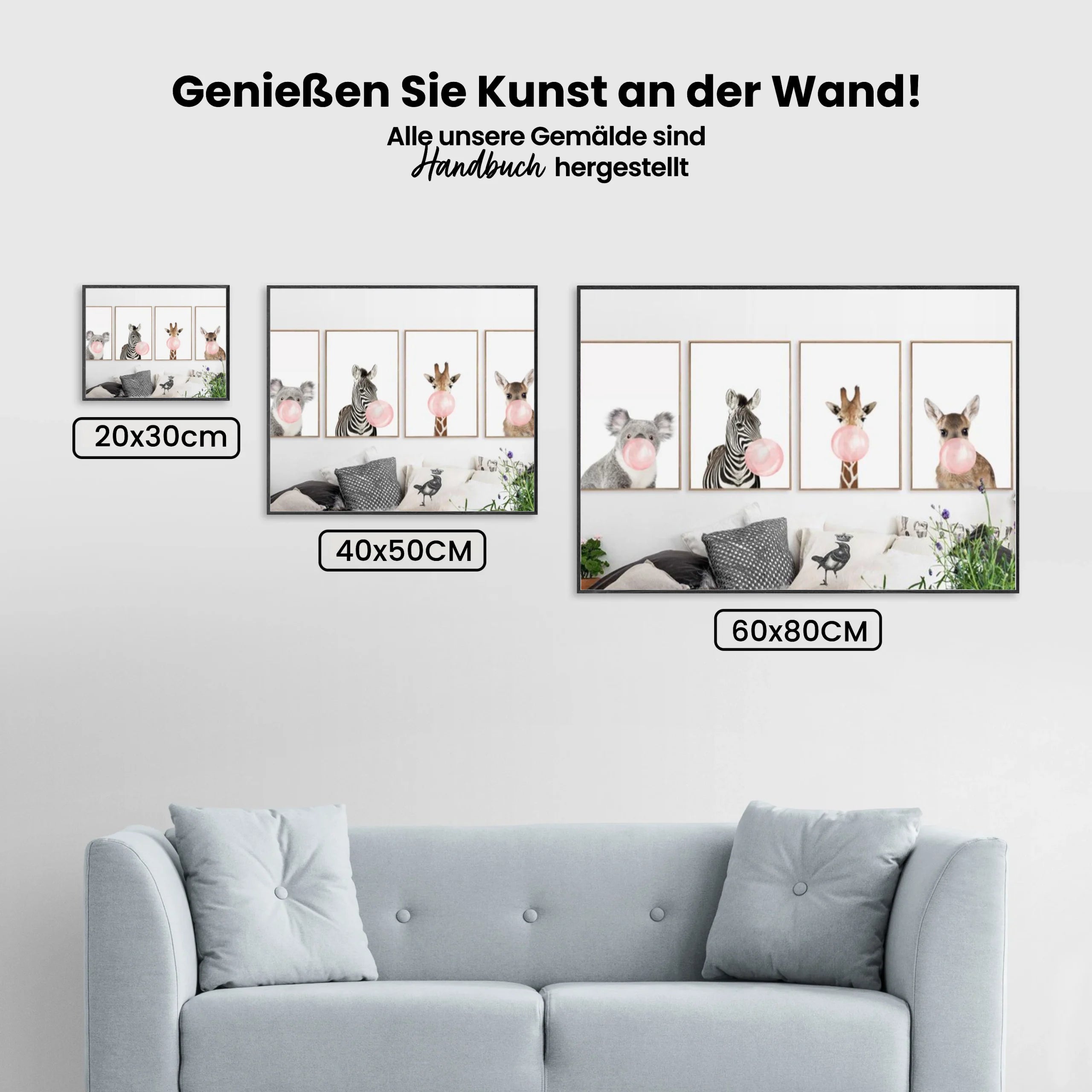 Koala - Zebra - Giraffe - Hirsch | 4 Teile - Malen nach Zahlen