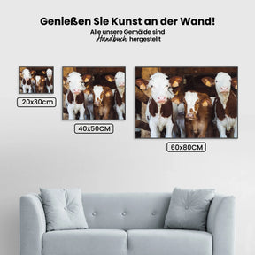Kühe in einer Reihe - Malen nach Zahlen