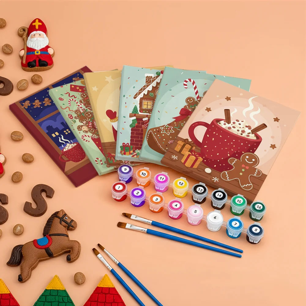 Malen nach Zahlen - 6 Mini-Gemälde | Lebkuchenfreude