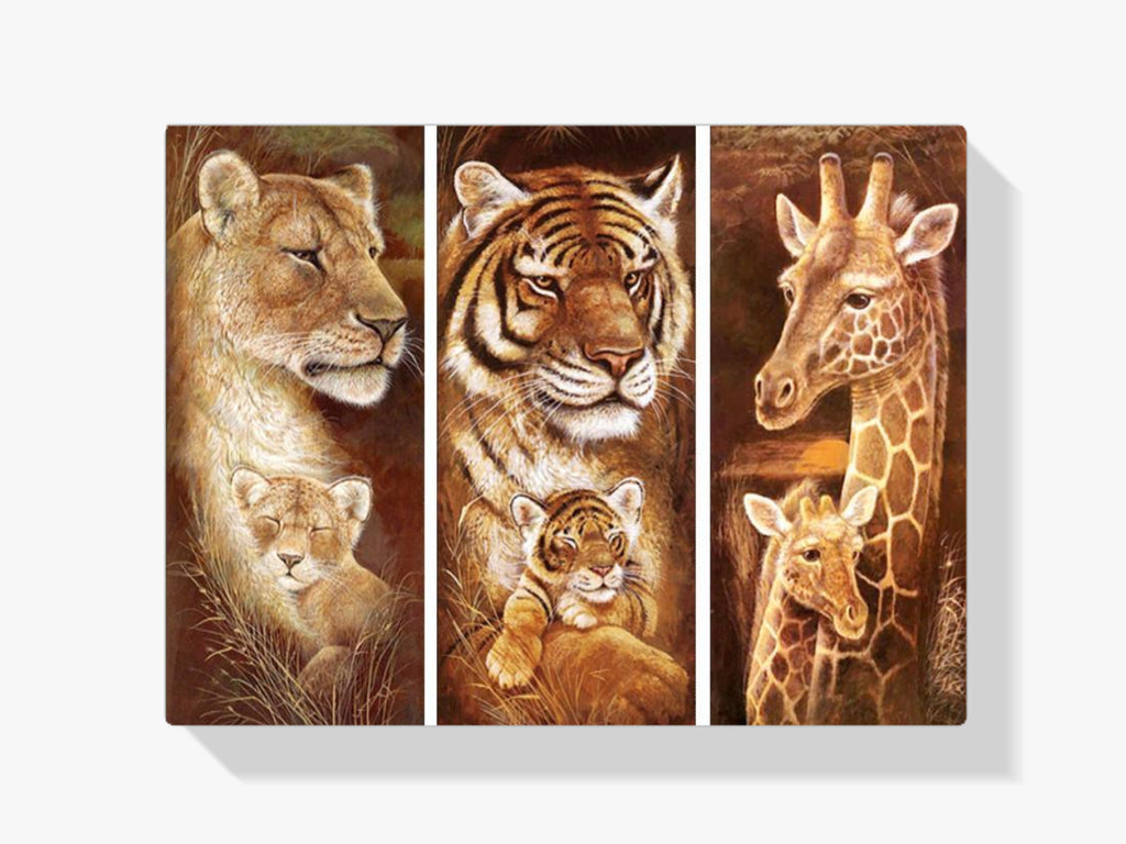 Löwe - Tiger - Giraffe | 3 Teile - Malen nach Zahlen