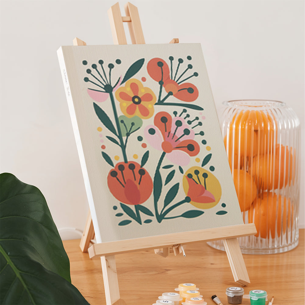 Malen nach Zahlen &#8211; 6 Mini-Gemälde Boho Blumen-Set-2