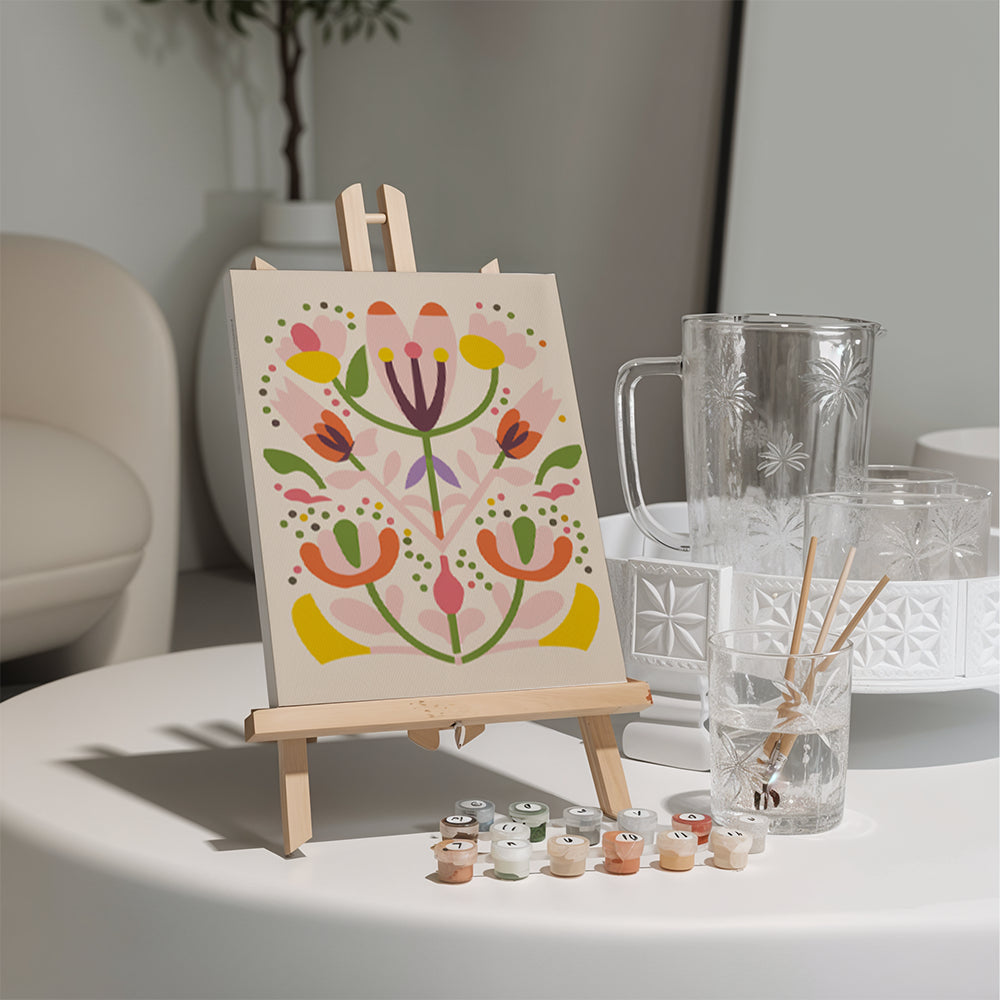 Malen nach Zahlen – 6 Mini-Gemälde Boho Blumen-Set-4