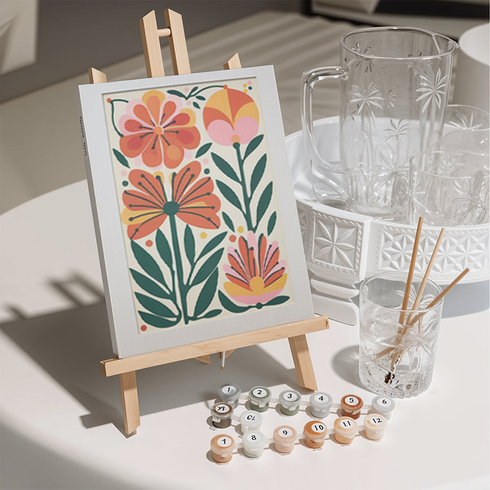 Malen nach Zahlen – 6 Mini-Gemälde Boho Blumen-Set-7