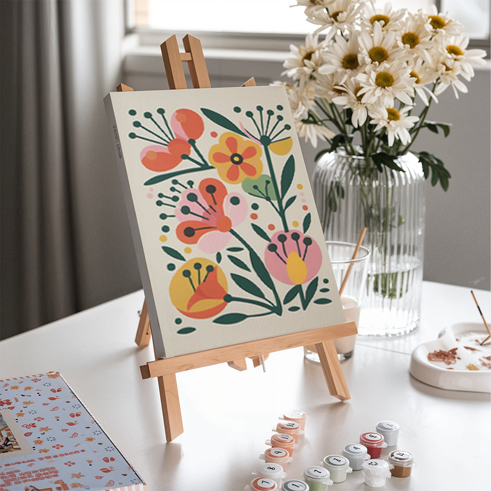 Malen nach Zahlen – 6 Mini-Gemälde Boho Blumen-Set-8