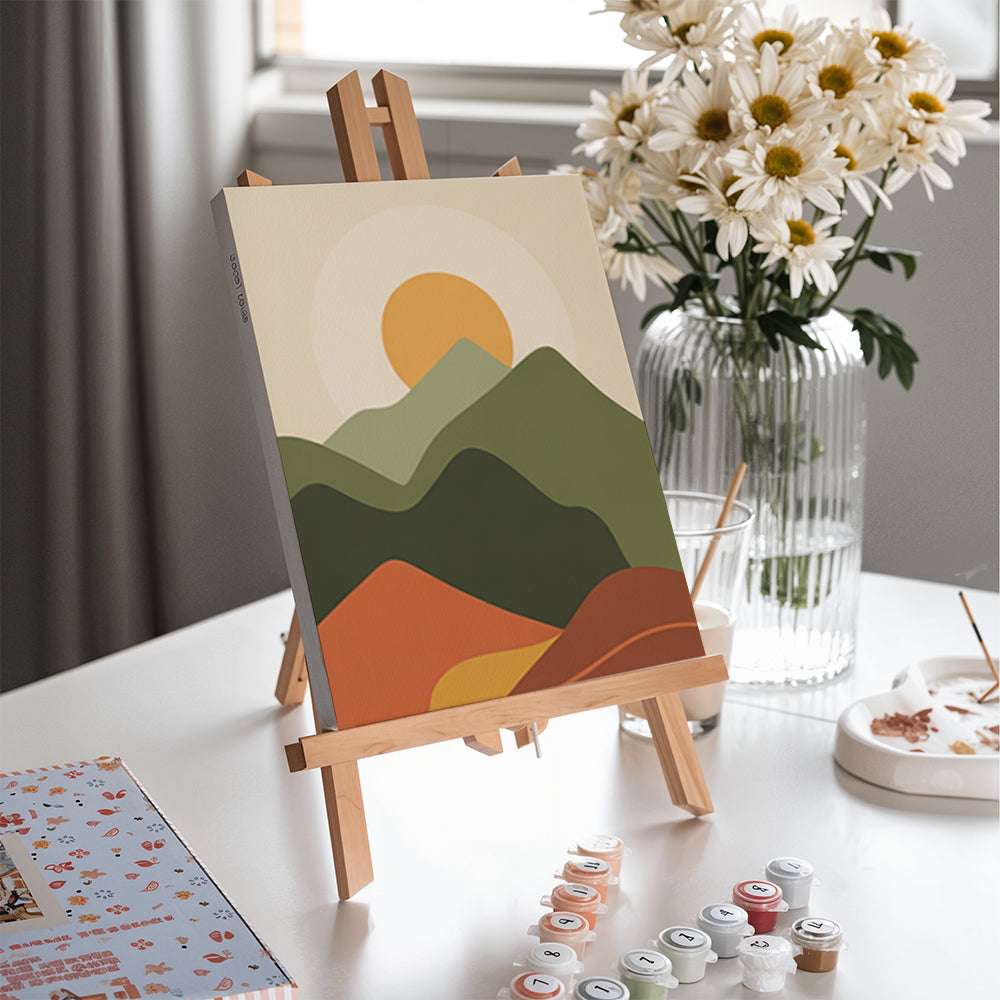 Malen nach Zahlen – 6 Mini-Gemälde Erdfarbene Moderne-Set (10)
