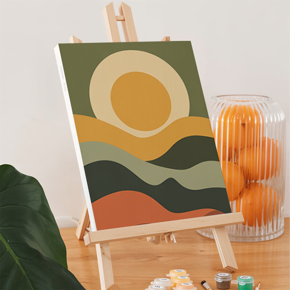 Malen nach Zahlen &#8211; 6 Mini-Gemälde Erdfarbene Moderne-Set (2)