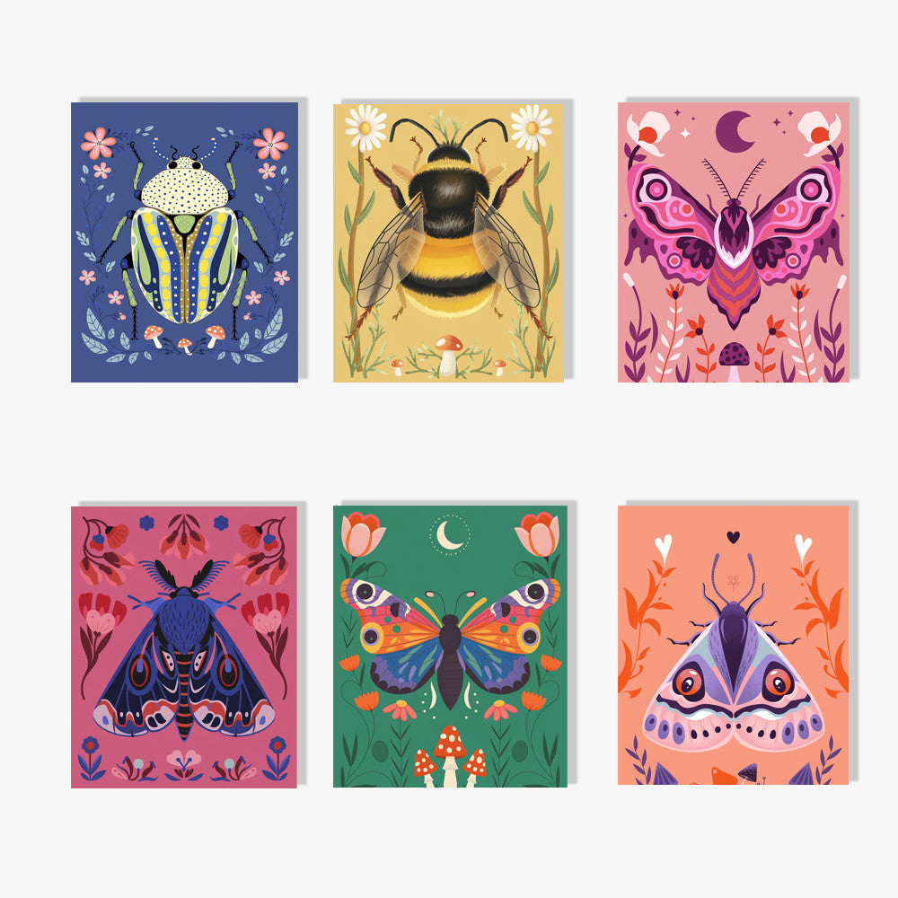 Malen nach Zahlen – 6 Mini-Gemälde Insekt Edition-Set-1