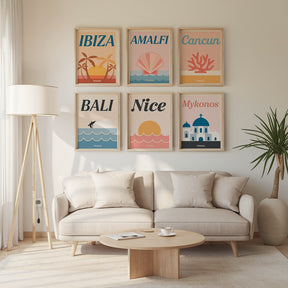 Malen nach Zahlen - 6 Mini-Gemälde | Reiseplakatset-Set
