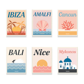 Malen nach Zahlen - 6 Mini-Gemälde | Reiseplakatset-Set